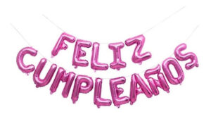 Set De Globos Decoración 15 Uds (feliz Cumpleaños) Color Fucsia