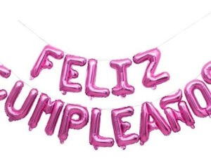 Set De Globos Decoración 15 Uds (feliz Cumpleaños) Color Fucsia