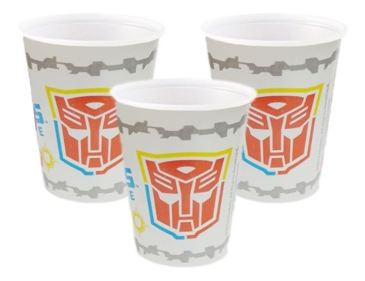 Pack 6 Uds Vaso De Plástico Con Diseño Transformers
