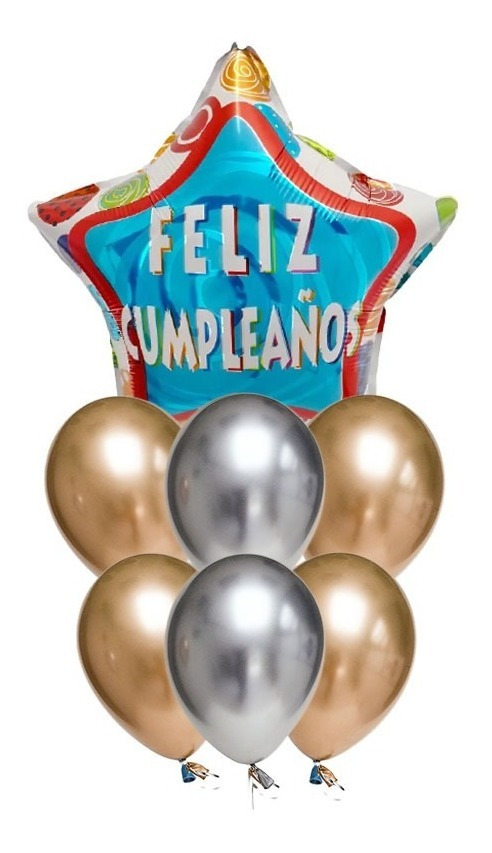 Set Globos Decoración 7 Uds Feliz Cumpleaños + 1 Base - Imagen 17