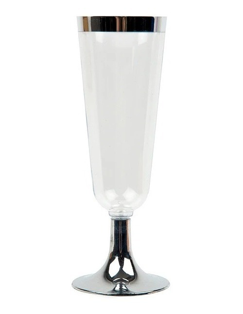 Pack 6 Uds Copas De Plástico Borde Metalizado