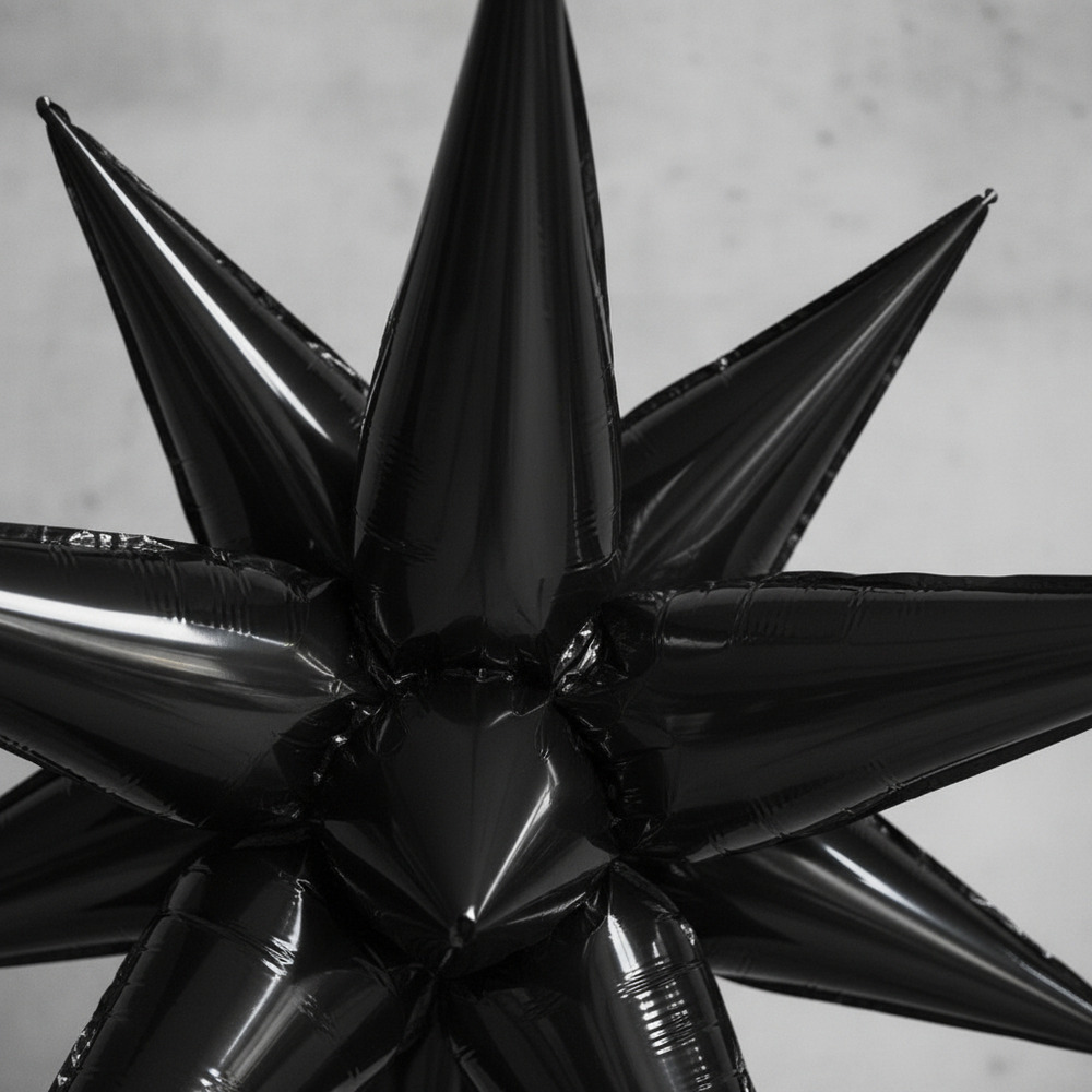 Globo Metálico Motivo Estrella De 12 Puntas 3d / Negro - Imagen 4