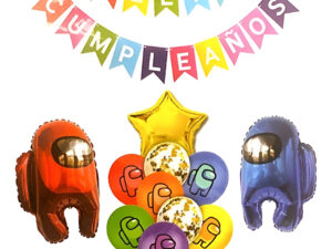 Set De Globos Decoración 11 Uds Motivo Among Us + Guirnalda