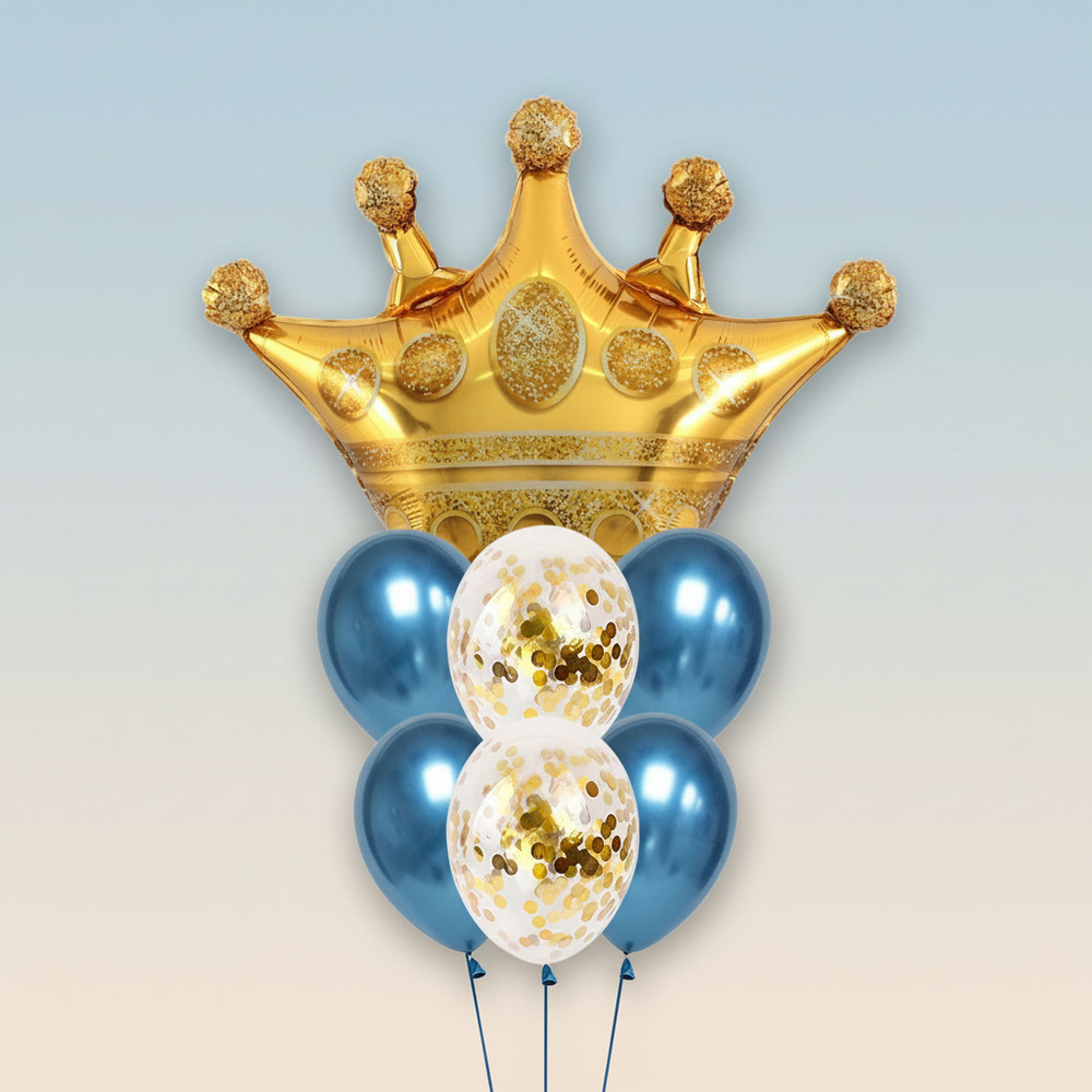 Set De Globos Decoración 7 Uds Corona + Globos Látex Cromado - Imagen 10