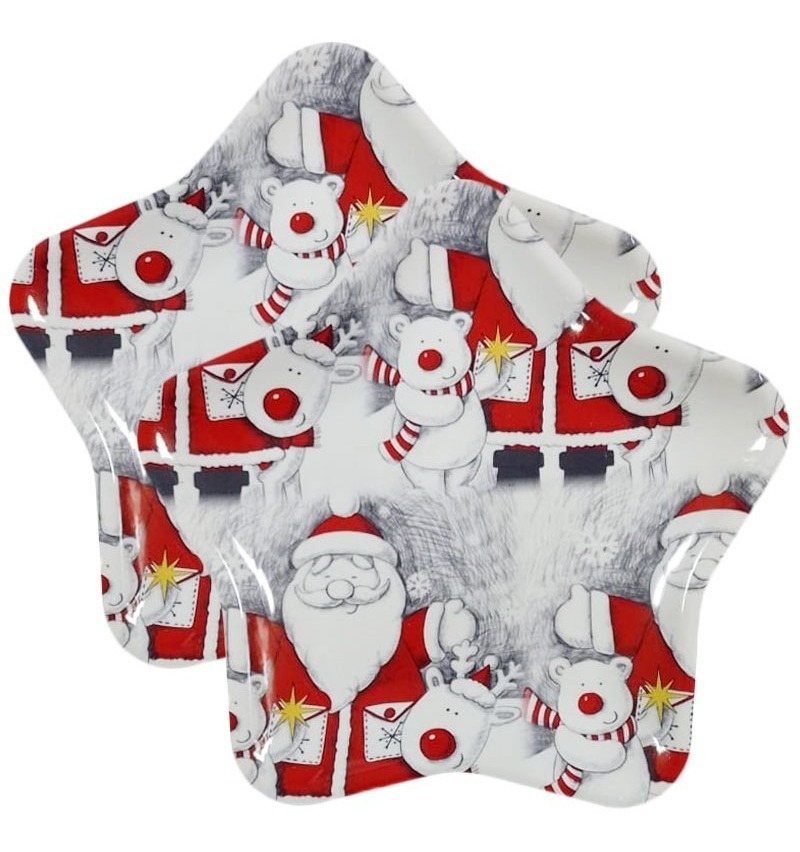 Pack / Plato Estrella / Decoración Navidad / Melamina 22 Cm