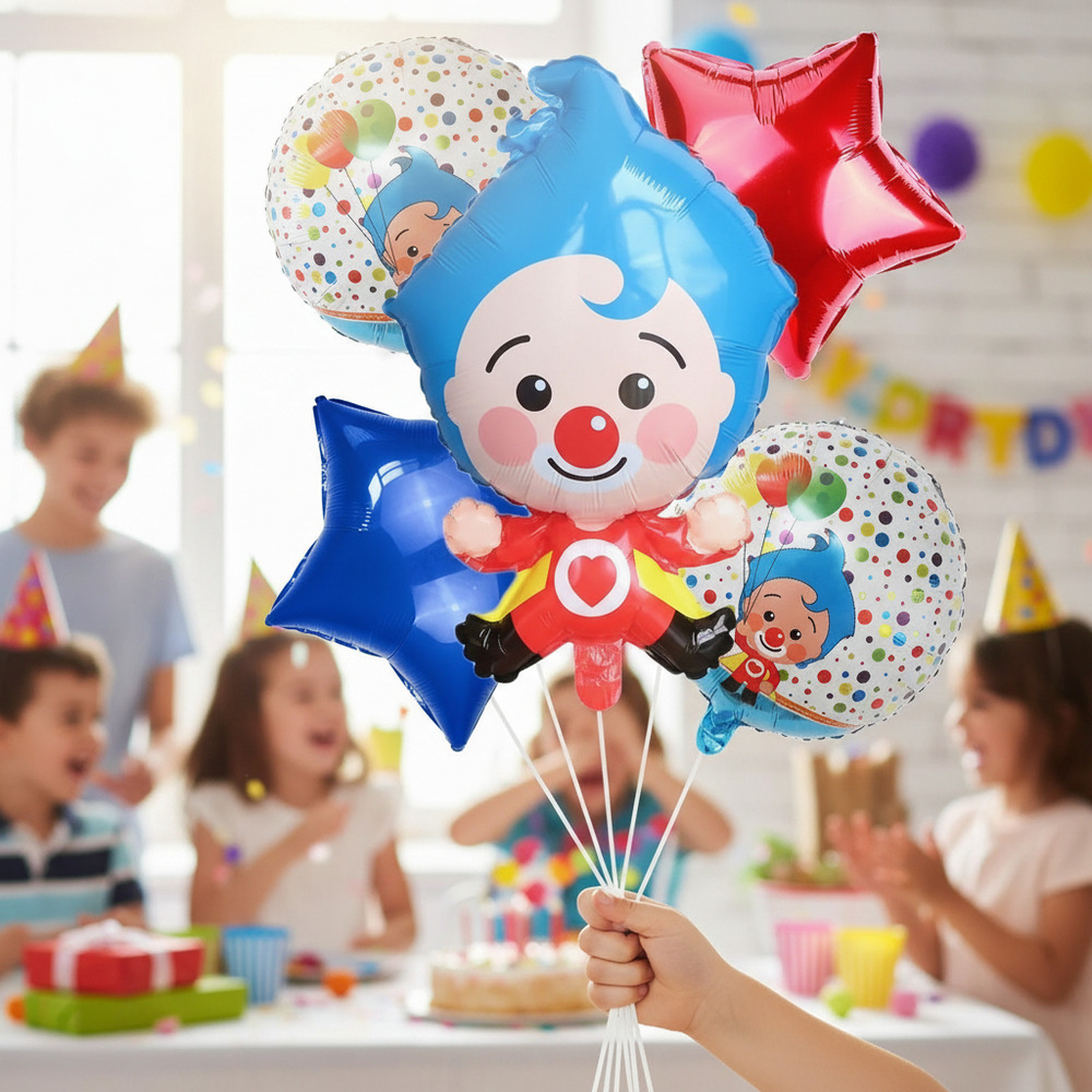 Set De Globos Decoración 5 Uds Con Motivo Payaso Plim Plim - Imagen 3