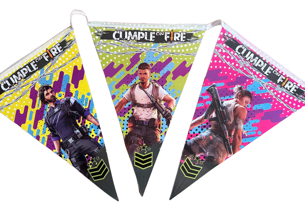 Guirnalda Free Fire Cumple On Fire, Ecológica - Imagen 2