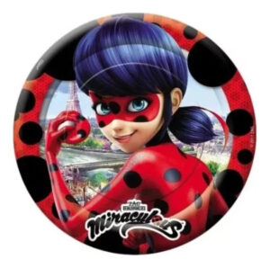 Pack 6 Uds Plato Pequeño Cartón / Diseño Miraculous Ladybug
