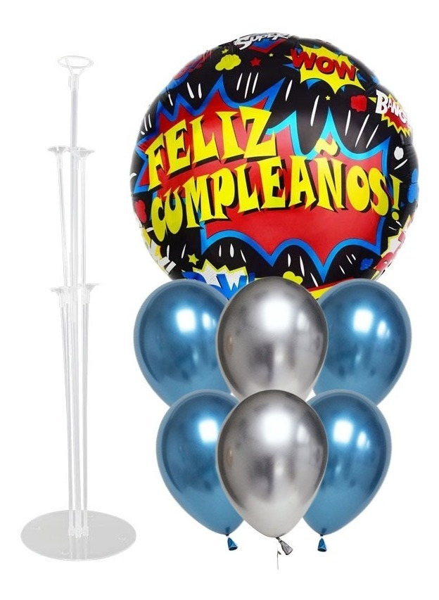Set Globos Decoración 7 Uds Feliz Cumpleaños + 1 Base - Imagen 10