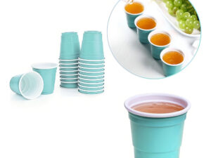 Pack 30 Uds Vasos Rojos Pequeños Desechables Tipo Shot Color Celeste