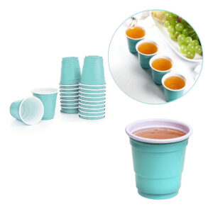 Pack 30 Uds Vasos Rojos Pequeños Desechables Tipo Shot Color Celeste