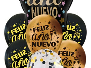 Set Globos Decoración 7 Uds Feliz Año Nuevo Látex + Estrella