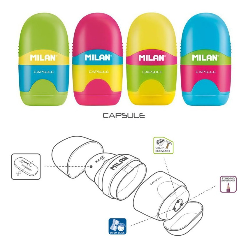 Goma De Borrar Milan Blanca Con Funda Y Sacapunta / Capsule - Imagen 2