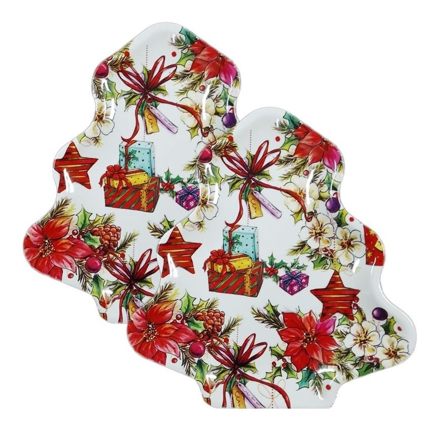 Pack / Plato Árbol / Decoración Navidad / Melamina 24 Cm