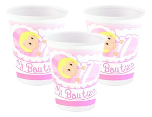 Pack 6 Uds Vaso De Plásticos Con Diseño Mi Bautizo