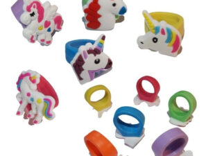 Pack 6 Uds Anillos De Goma Diseño Unicornio