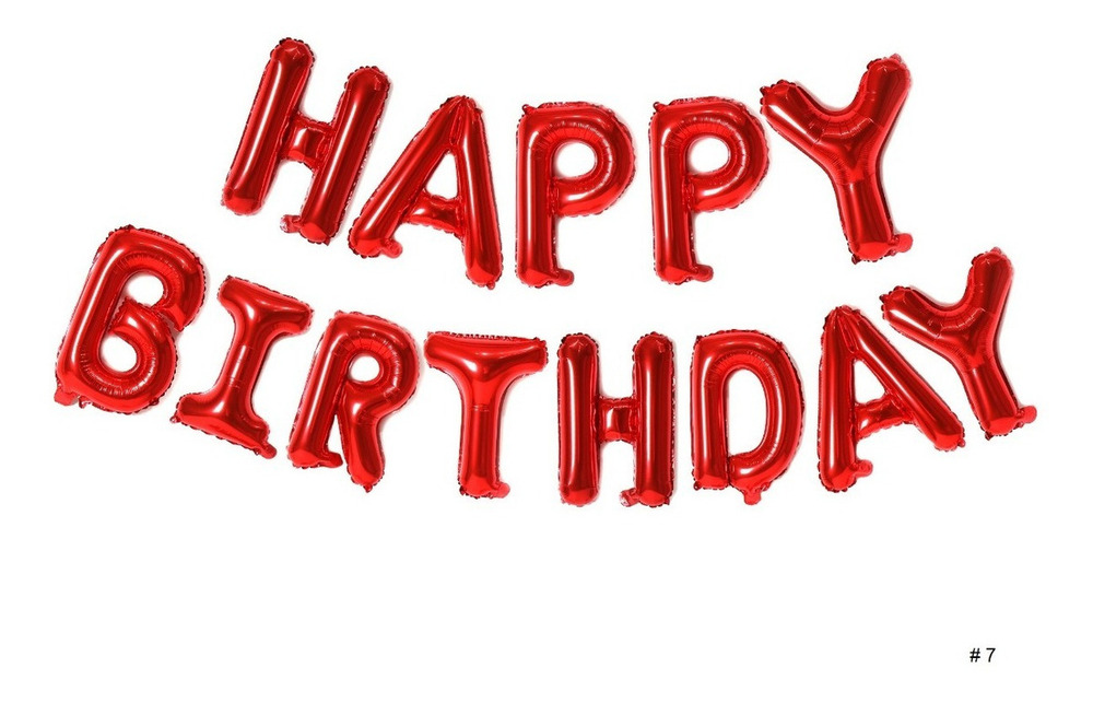 Globos Metálicos Happy Birthday Letras De 40 Cms. Color Rojo #7