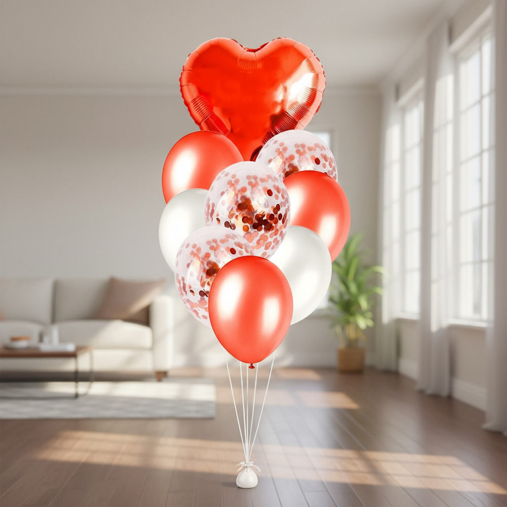 Set De Globos Decoración 9 Uds Corazón + Inflador - Imagen 11