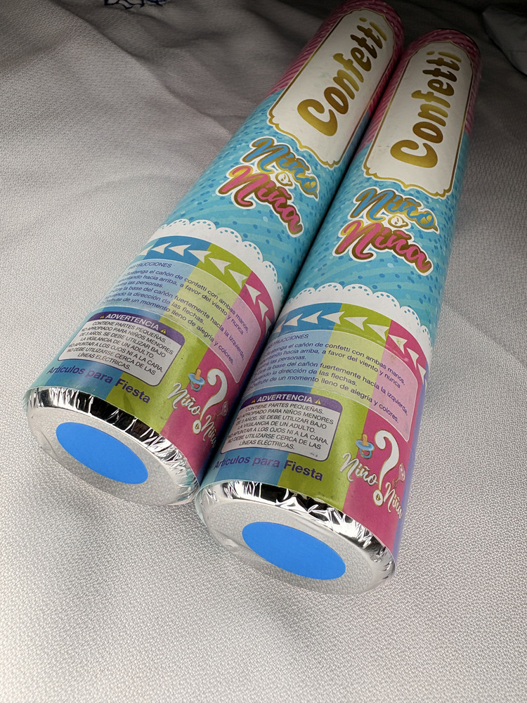 Cañón Confeti Revelación De Género Azul O Rosa Pack De 2 Und - Imagen 4