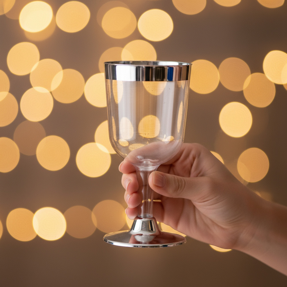 Pack 6 Uds Copas De Plástico Borde Metalizado - Imagen 6