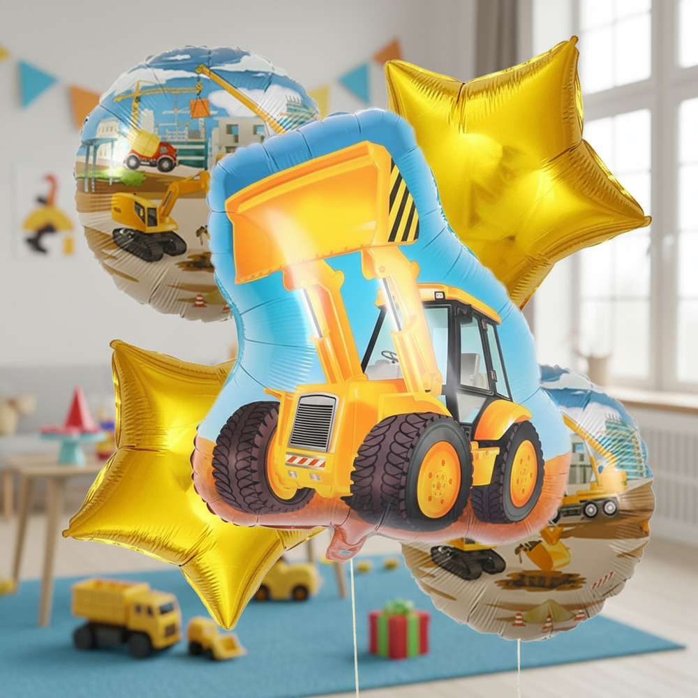 Set De Globos Decoración 5 Uds Motivo Camión De Construcción - Imagen 3