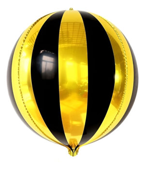 Globo Metálico Esfera Color Dorado / Negro / Efecto 4 D