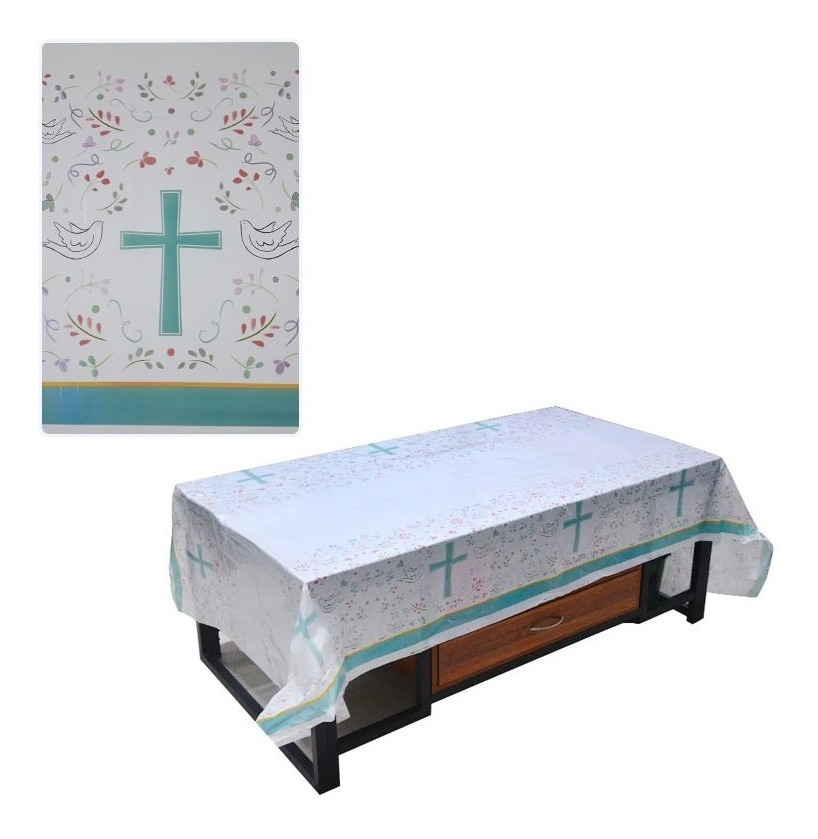 Mantel Plástico Decoración Rectangular Motivo Religioso