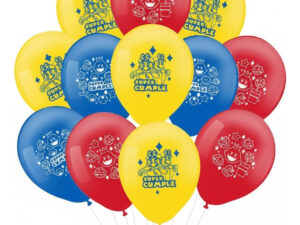 Set Globos Tipo Mario Feliz Cumpleaños Látex  12 Uds