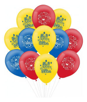Set Globos Tipo Mario Feliz Cumpleaños Látex  12 Uds