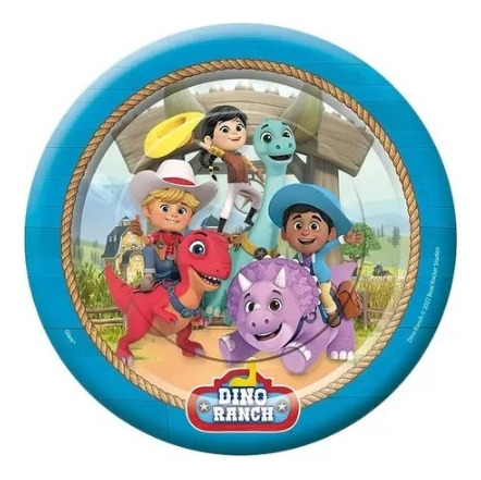 Pack 6 Uds Plato Pequeño Cartón / Diseño Dino Ranch - Imagen 2