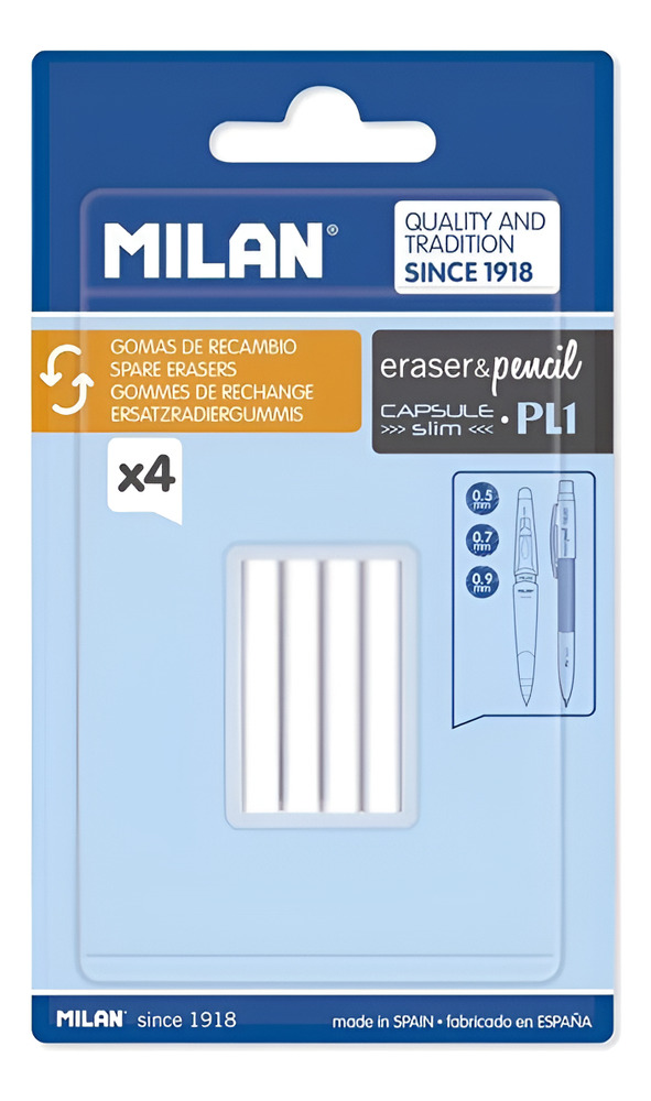 Pack 4 Uds Repuesto Para Lapiz Borrador / Goma Circular Pl1