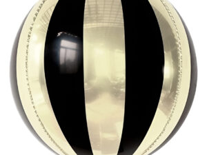 Globo Metálico Esfera Color Plateado / Negro / Efecto 4 D