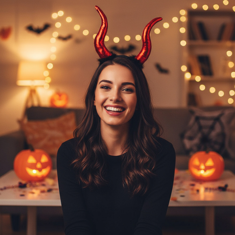 Cintillo Malefica / Motivo Halloween / Cuernos Rojos - Imagen 3