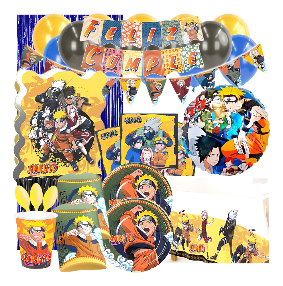 Set De Cumpleaños + Globos + Piñata Naruto 12 Personas