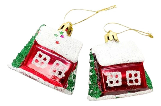 Adorno Arbol De Navidad Casa Navideña 6cm Pack 2 Unidades