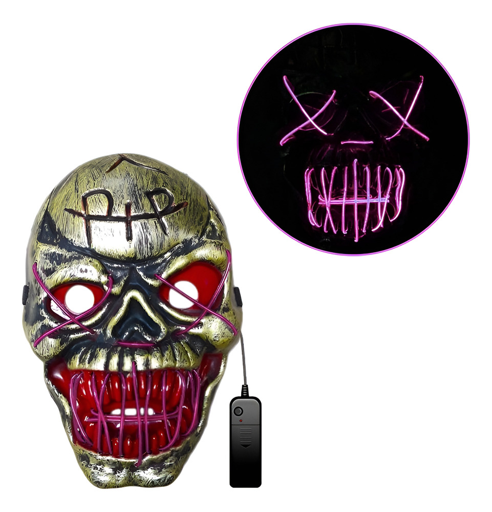 Mascaras Para Tu Disfraz Halloween Con Luz Calavera Dorada - Imagen 6