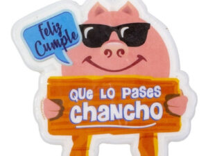 Vela Para Decoración De Torta Diseño Chancho / Mensaje