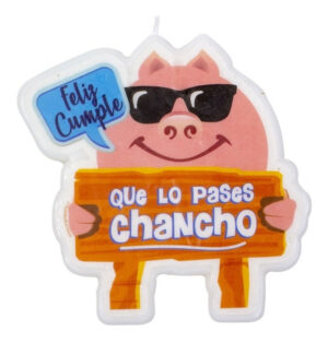 Vela Para Decoración De Torta Diseño Chancho / Mensaje