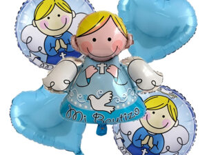 Set De Globos Decoración 5 Uds Mi Bautizo / Color Azul