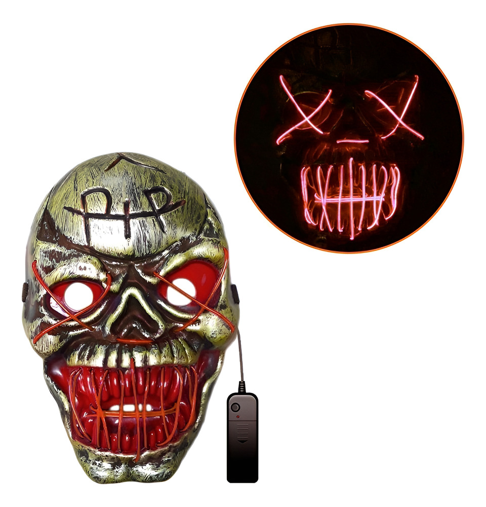 Mascaras Para Tu Disfraz Halloween Con Luz Calavera Dorada - Imagen 5