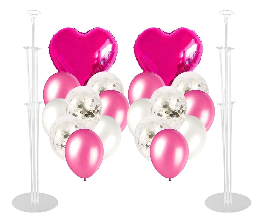 Pack 2 Uds Set De Globos Decoración Corazón + 2 Bases - Imagen 6
