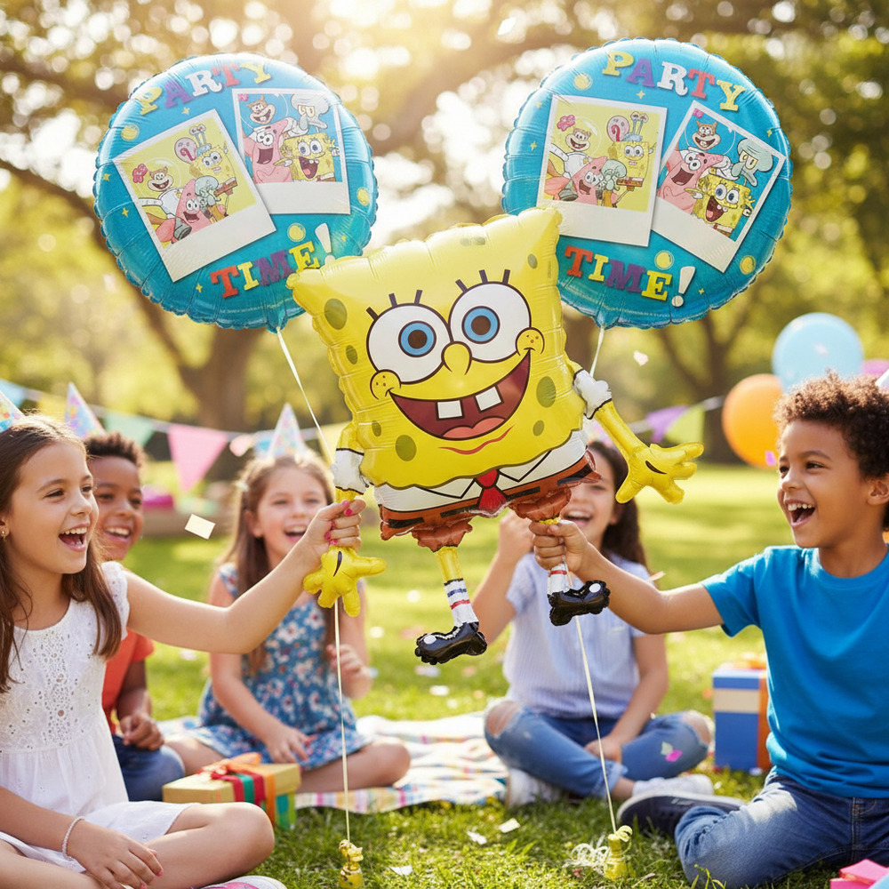 Pack 3 Uds Globos Metalicos Personaje Bob Esponja - Imagen 5