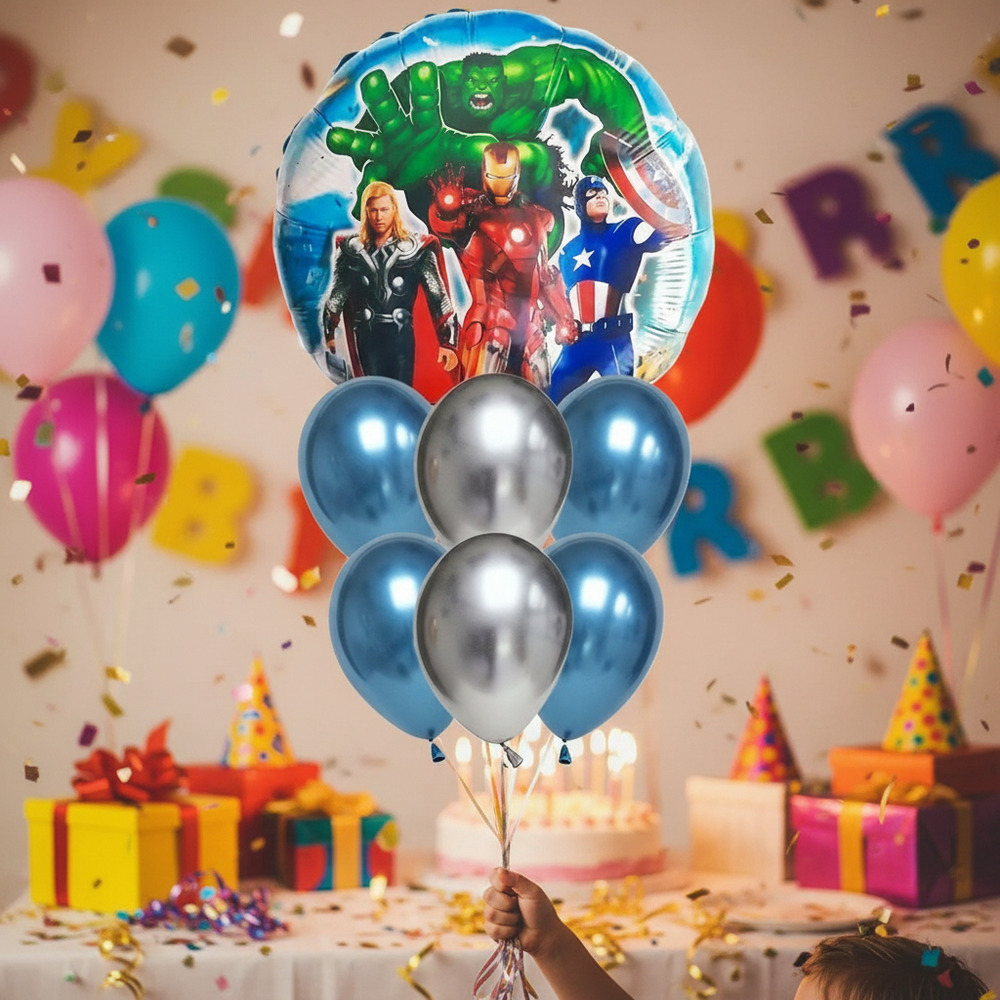 Set De Globos Decoración 7 Uds Superhéroe Marvel / Avengers - Imagen 3