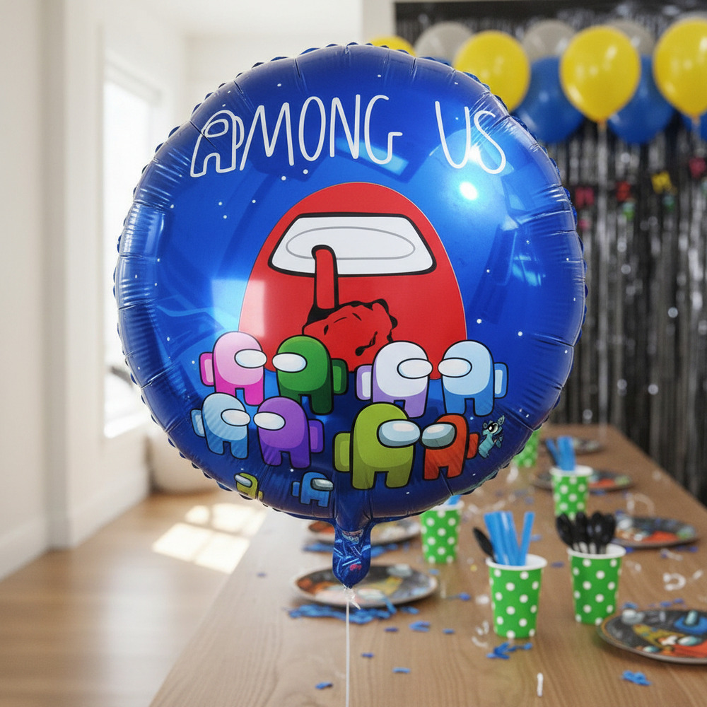 Set De Cumpleaños + Globos Motivo Among Us 6 Personas - Imagen 2