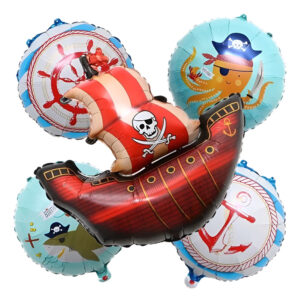 Set De Globos Decoración 5 Uds Motivo Barco Pirata
