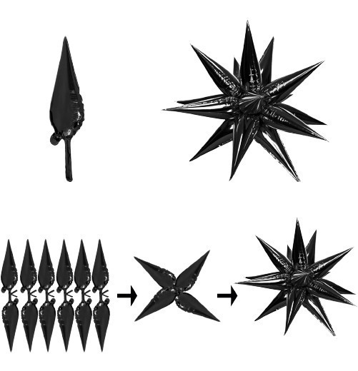 Globo Metálico Motivo Estrella De 12 Puntas 3d / Negro - Imagen 2