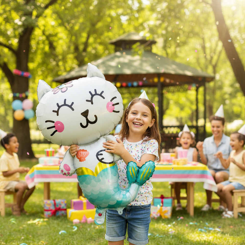 Globo Metálico Decoración Animal Gato Sirena - Imagen 3