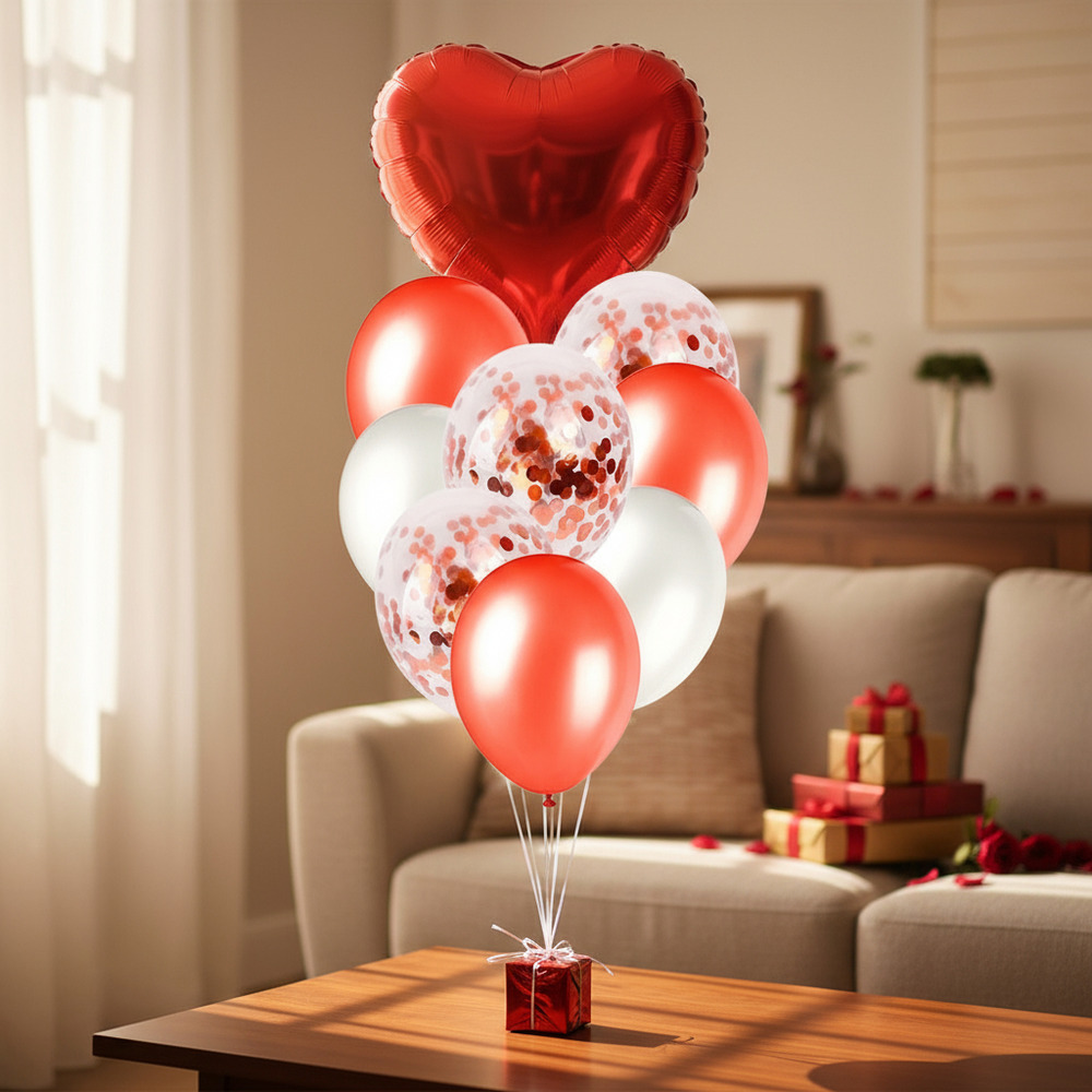 Set De Globos Decoración 9 Uds Corazón + Inflador - Imagen 10