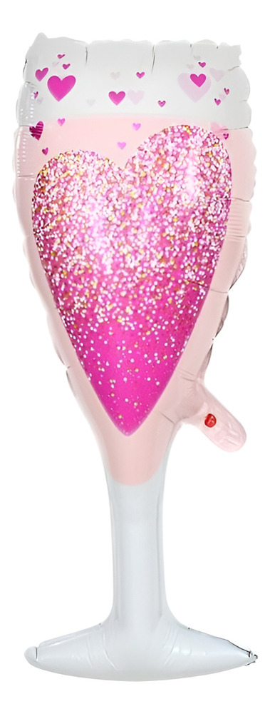 Globo Metálico Para Decoración Diseño Copa Champagne Corazón