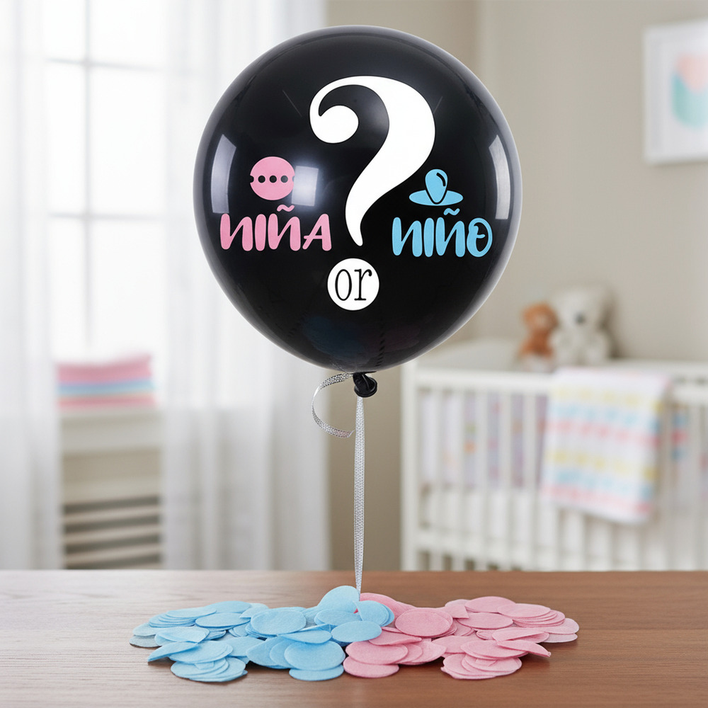 Globo De Látex Negro Celebración Revelación De Sexo 90 Cm - Imagen 2